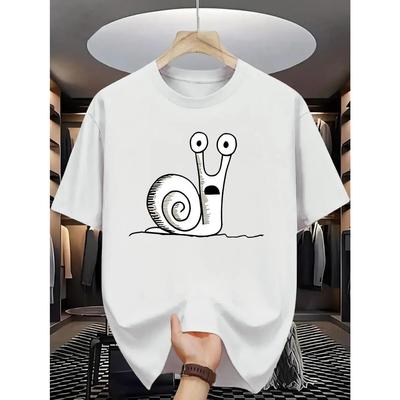 Mens Printed 100 Cotton Tshirt  Highquality Fun Snail Pattern Shortsleeved Breathable Versatile Tshirt