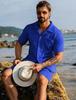 Men's Summer Casual Sportswear Set: Short Sleeve Cardigan & Shorts - Holiday Two-piece Set