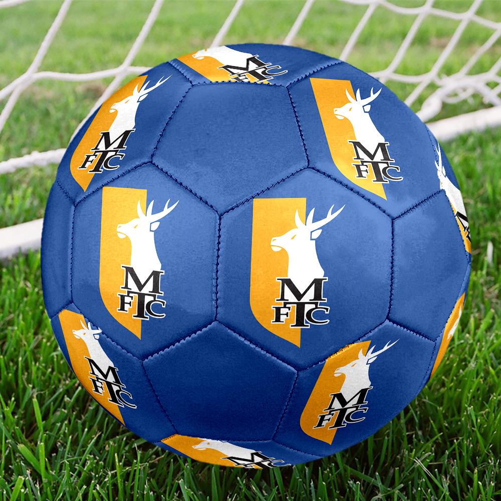 Pallone da Calcio Mansfield Town FC taglia 5, colorato, adatto a tutte le età, cucito a macchina, materiale PVC, qualità da competizione, durevole e ad alto rimbalzo
