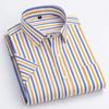 Men's Fashion Plaid Checkered Short Sleeve 100% Cotton Shirt Button-collar Holiday Youthful Striped Summer Casual Gingham Shirts