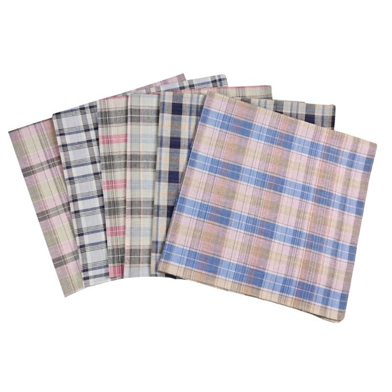 Classical Dark Plaids Cotton Handkerchief Soft Breathable Reusable Kerchief For Men Women Daily Use Busniess Essential