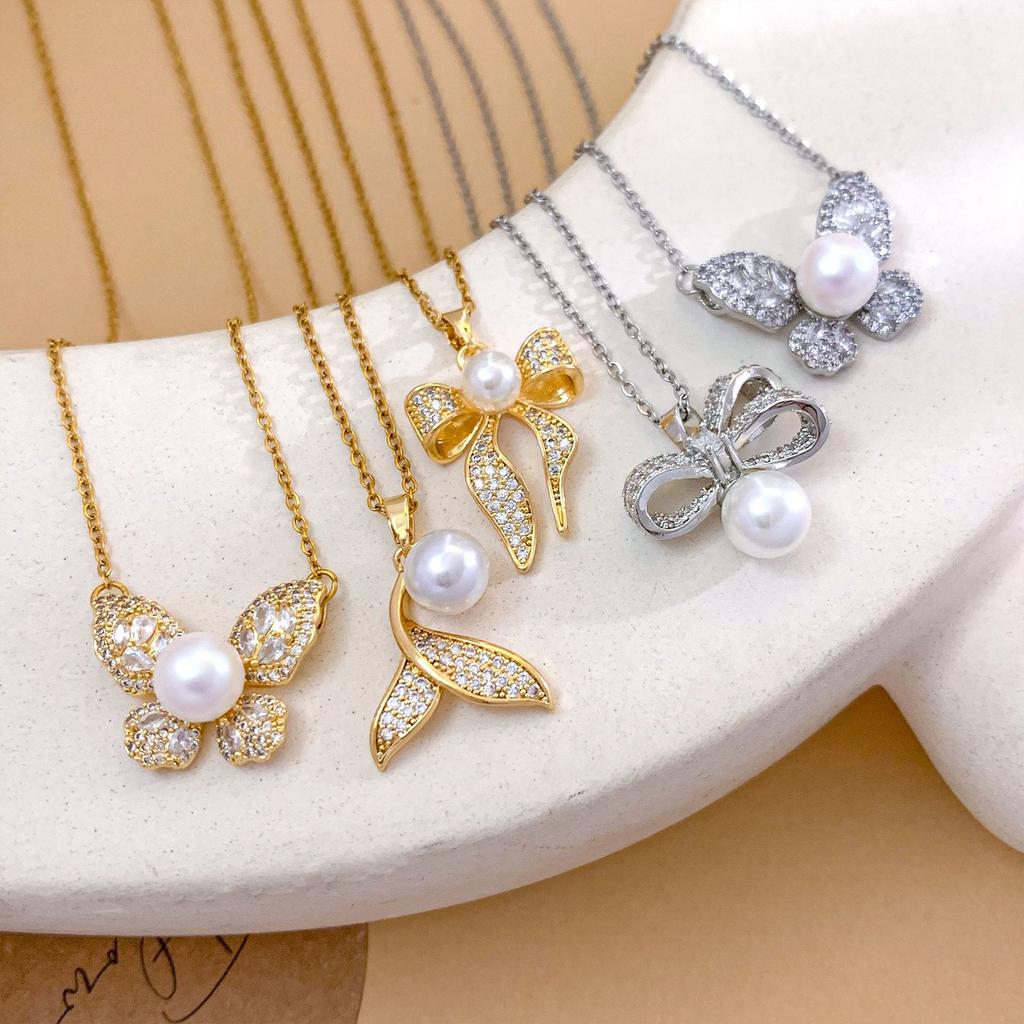 Necklace New Butterfly Zircon Necklace Accessories Women's Exquisite Versatile Premium Small Fresh Versatile Titanium Steel Accessories