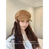 Women S Suede Rivet Metal Fashion Octagonal Hat For Large Head Circumference