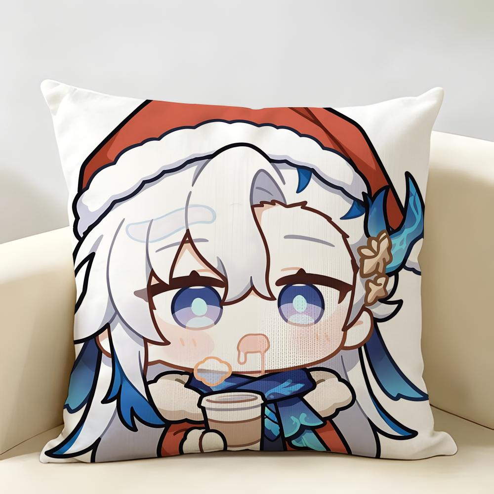 Neuvillette Cute Genshin Impact Cushion Cover Natural Linen Organic Fabric DoubleSided Printing Room Sofa Decor Pillow Case