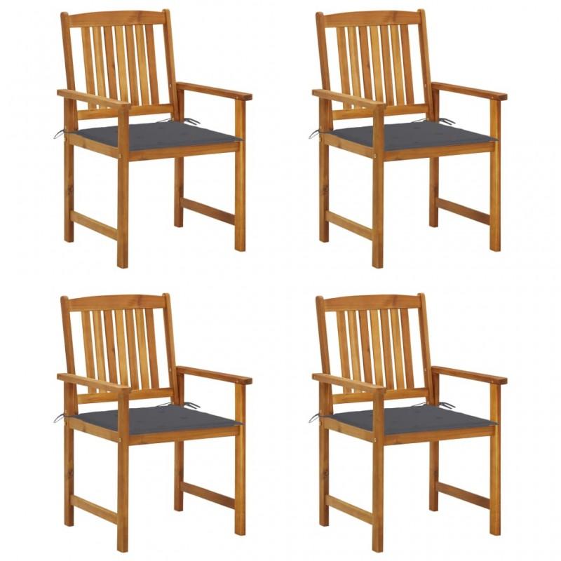 Day and Night - Day and Night Garden Chairs with Cushions 4 Units Solid Acacia Wood