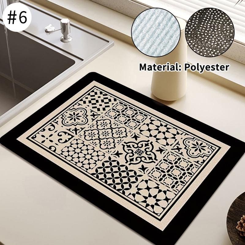 Covoraș imprimat pentru uscare vase Tampă de scurgere a cafelei super-absorbantă Tampă de scurgere pentru masă Covor cu uscare rapidă Vase de bucătărie