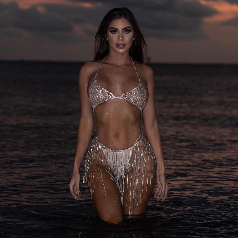 

Модная поясная цепочка с длинной кисточкой и стразами, цепочка для тела, для ночного клуба, пикантная девушка, сексуальная полная бриллиантовая поясная цепочка, украшение на талию