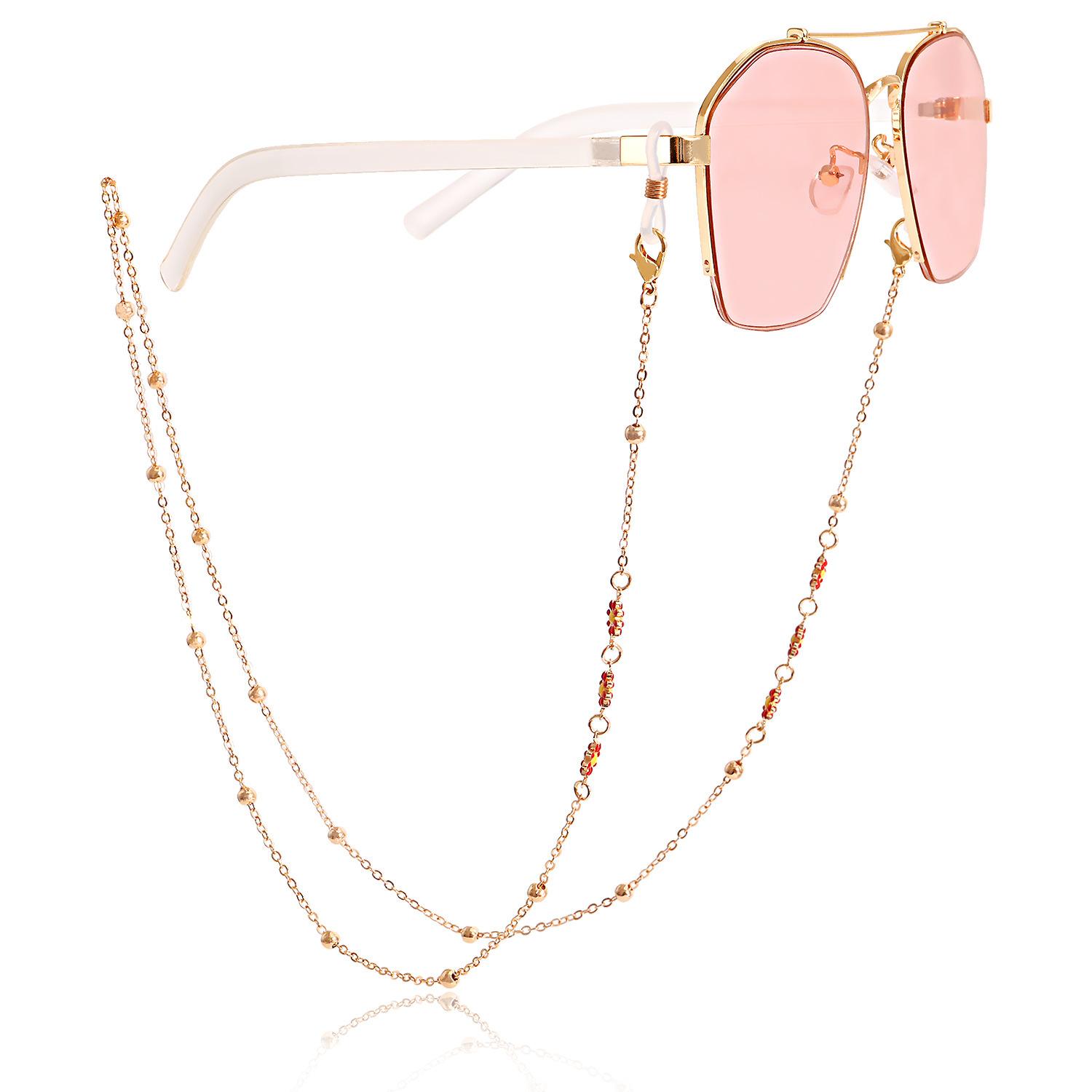 

Tide cool color dripping flower glasses chain accessories mask hanging chain spot direct sales