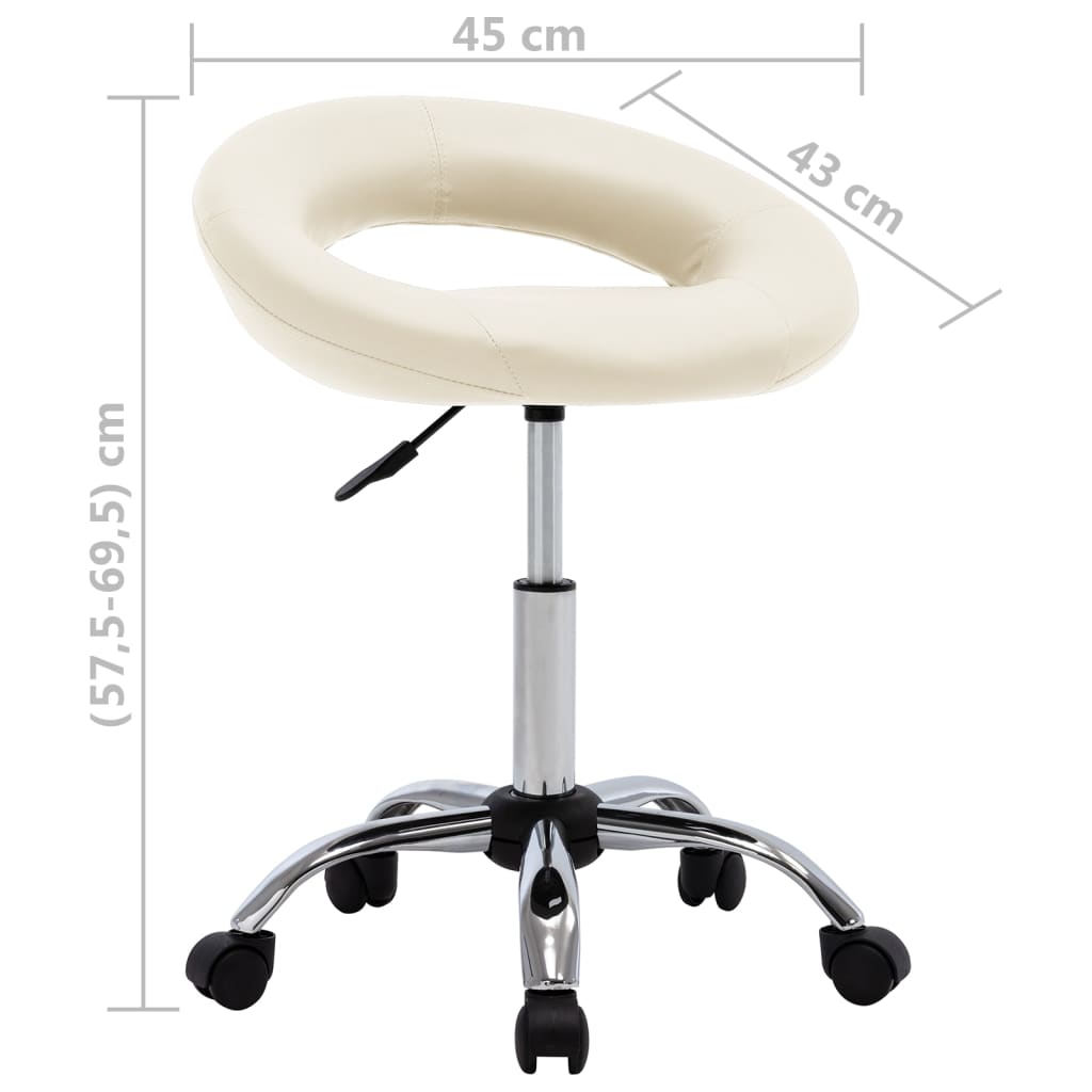Vidaxl Swivel Dining Chair, Cream, Faux Leather Upholstered