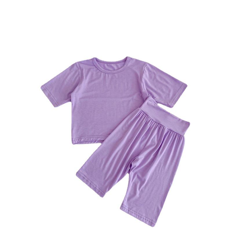 2024 Kids Summer Air-Con Pajama Set: High-Waist Modal Belly Protection for Boys and Girls