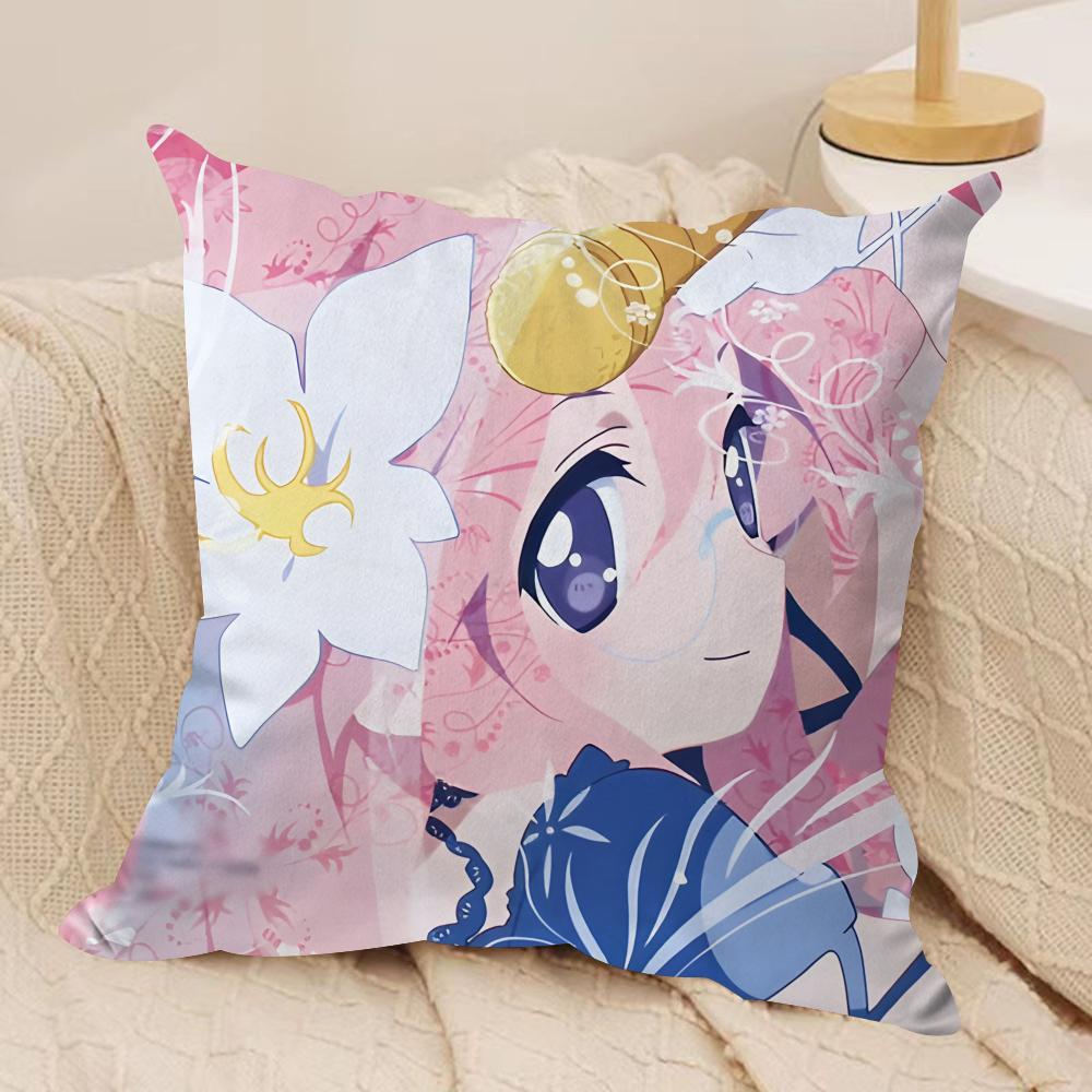 LLucky Star Anime Cute Cushion Cover Silky Short Plush Invisible Zipper Dustproof Sofa Pillow Case For Home Decor