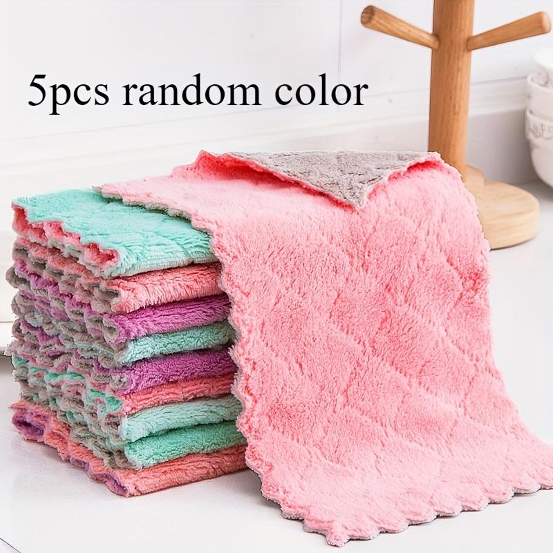 

5/20pcs Coral Velvet Kitchen Towels Super Absorbent, Quick Dry Pastel Colors, Multipurpose Reusable Cleaning Cloths for Dishes
