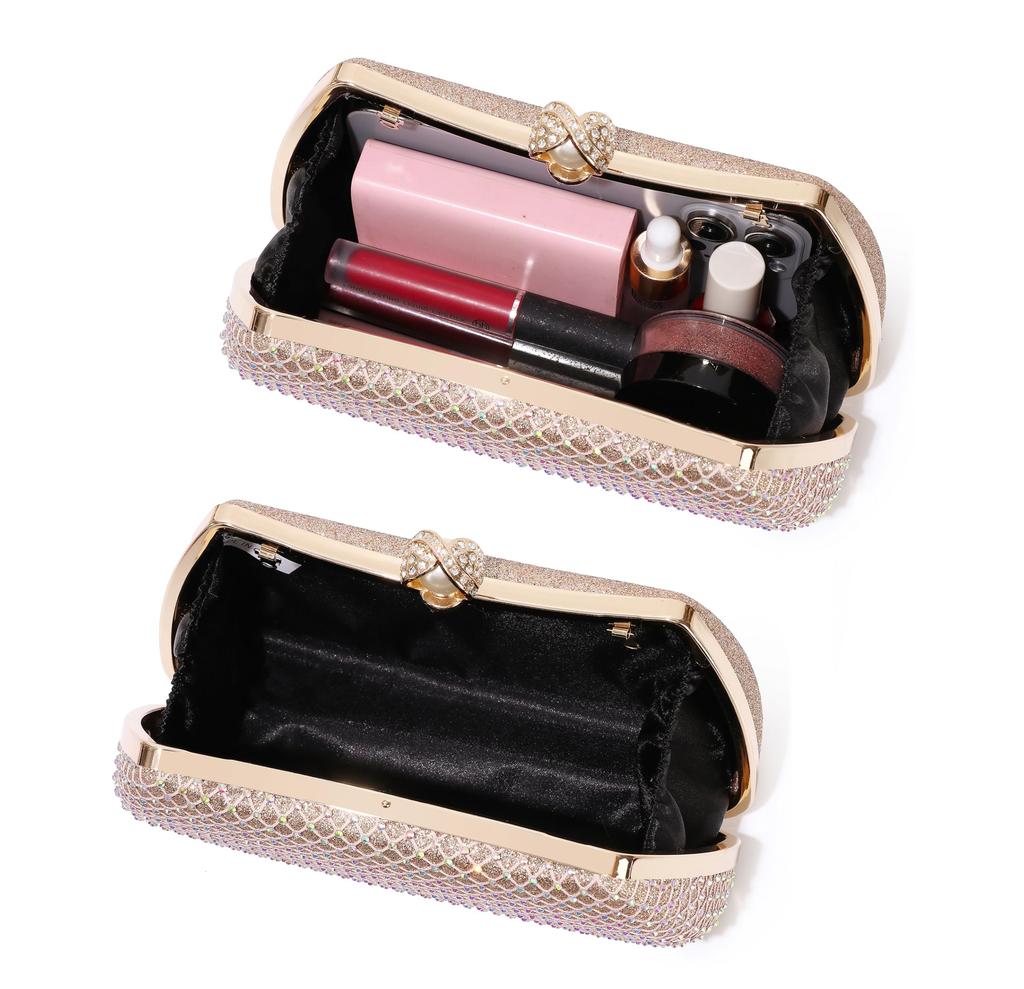 SHIMMER Party Bag, Clutch Bag, Wedding Bag, Handbag, 3-Way Shoulder Bag, Silver, Perfect for After-Parties, Receptions, Graduations, and More