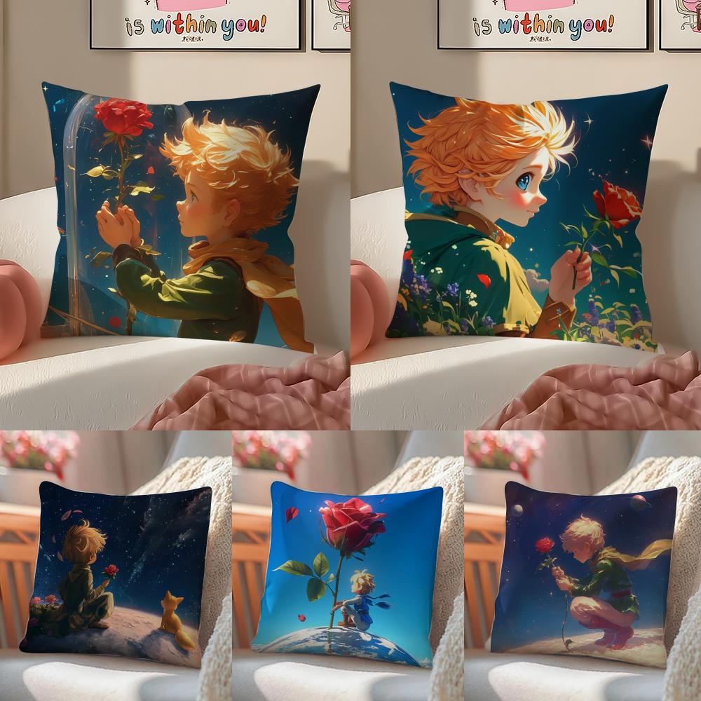 Classic French Literary IP Anime LLittle Prince Cushion Cover Pillowcase Short Plush Invisible zipper Room Sofa Cushion Cover