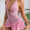 European and American large-size erotic underwear transparent lace sexy underwear temptation gauze skirt nightdress pajamas passion open crotch free