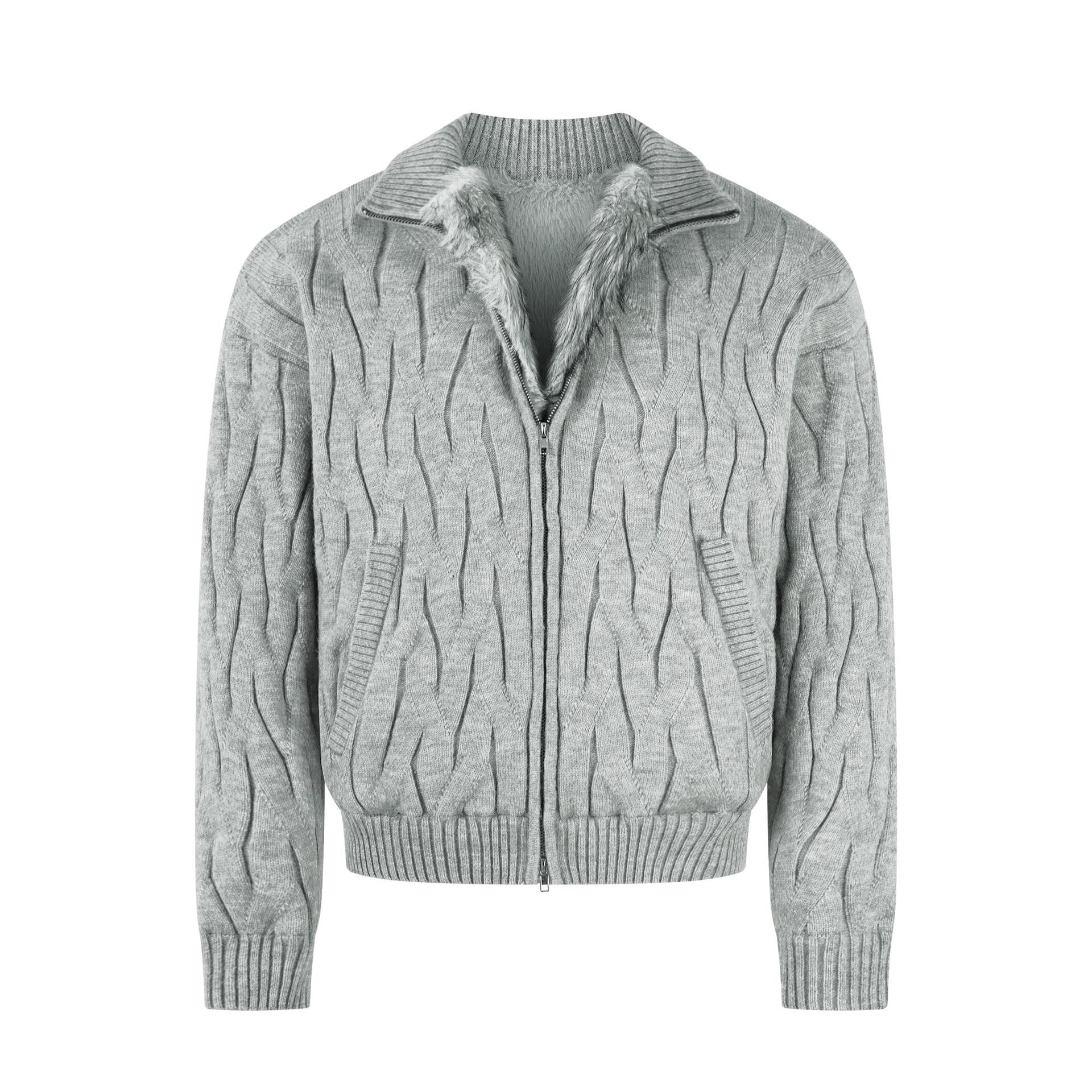 

BF.BORFEND/Bai Feng Unisex American Retro Plus Velvet Knit Cardigan Sweater for Autumn & Winter. Extra Large сірий колір