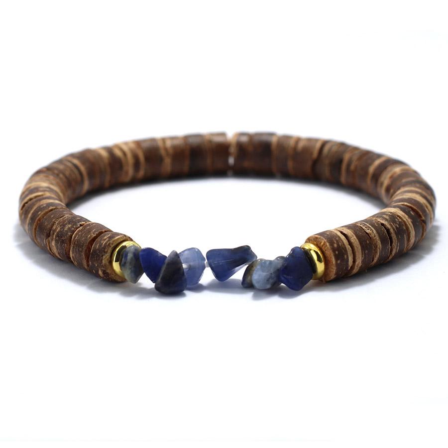 Natural Coconut Bead Bracelet For Men Irregular Tiger Eyes Obsidian Howlite Stone Braslet Prayer Meditation Accessories