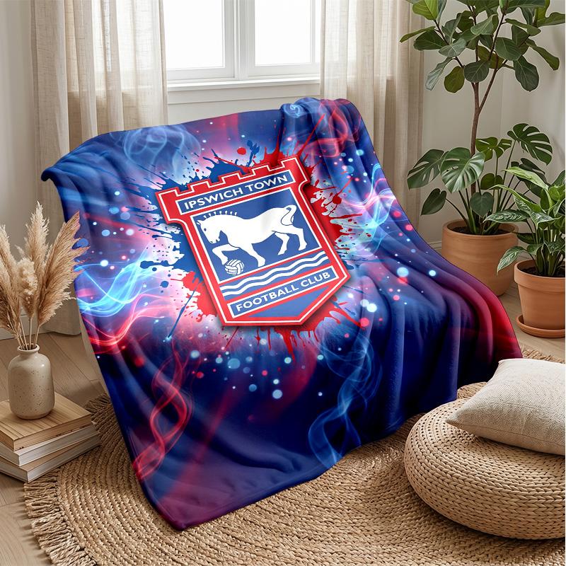 Ipswich Town Football Print Flannel Blanket, Soft Warm Lightweight Throw Blanket for Sofa Bed Camping