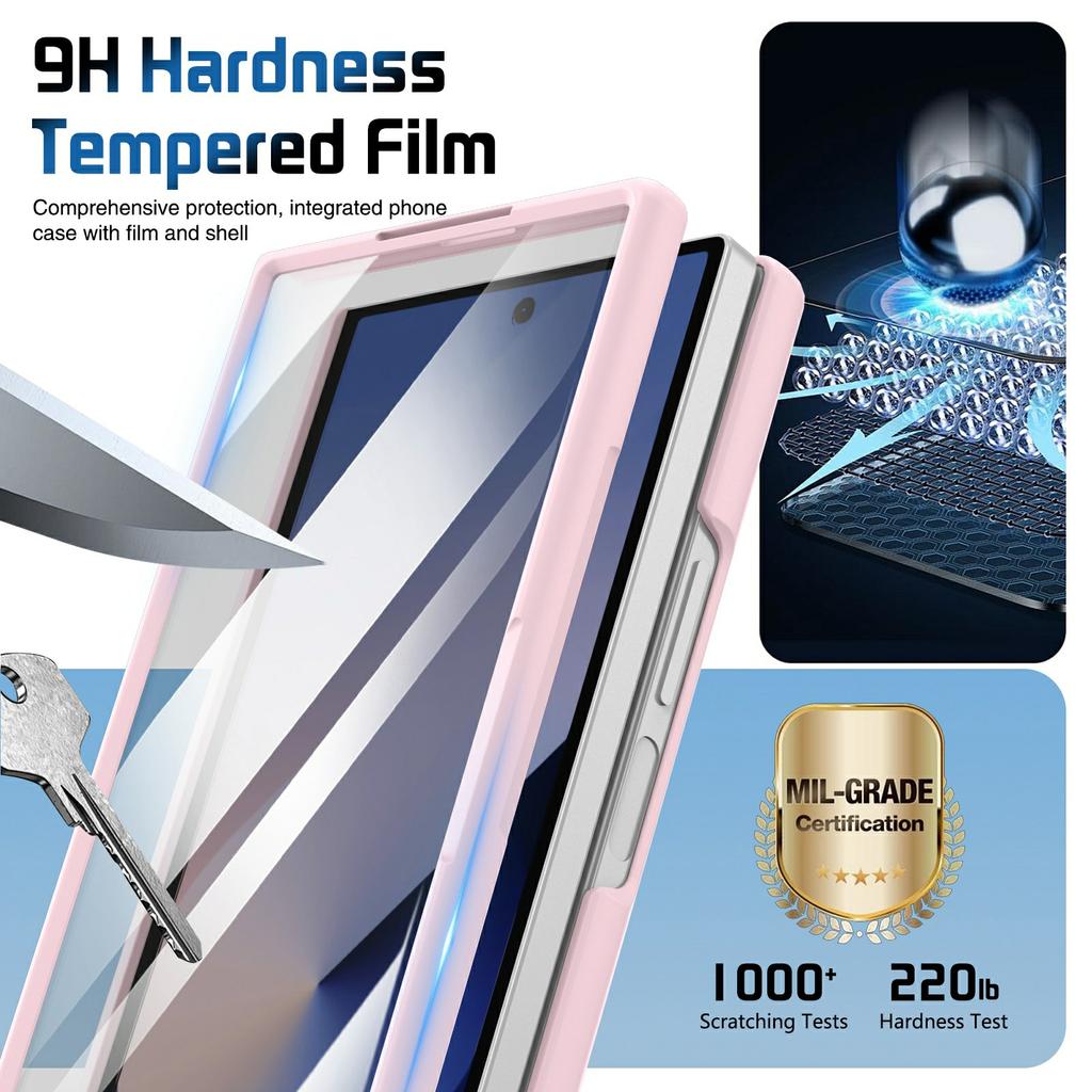 For Samsung Galaxy Z Fold6 5G Case Lens Kickstand Hinge Protection PC Phone Cover with Screen Film