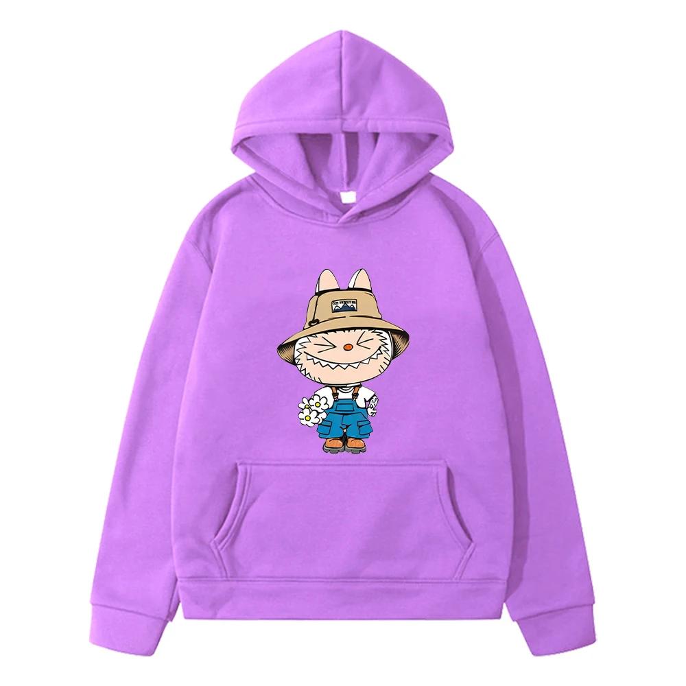 labubu print  Kawaii hoodies Fleece sweatshirt  Cartoon pullover y2k sudadera Autumn boys anime hoodie jacket kids clothes girls