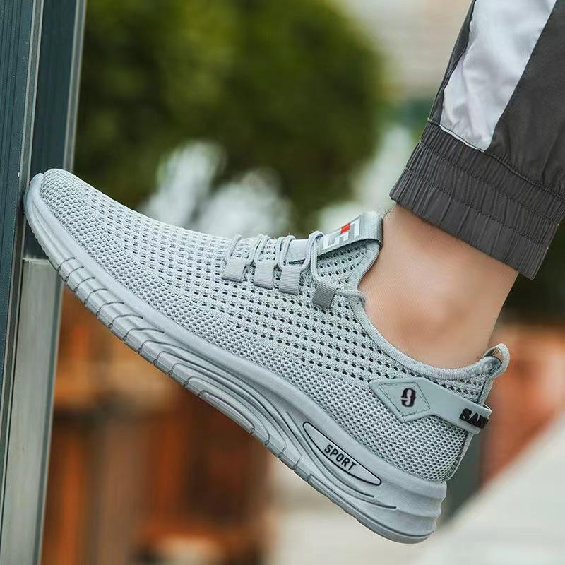 Mesh Large Size Men's Shoes 2025 Summer Hollow Breathable Casual Shoes Soft Sole Simple Sports Shoes