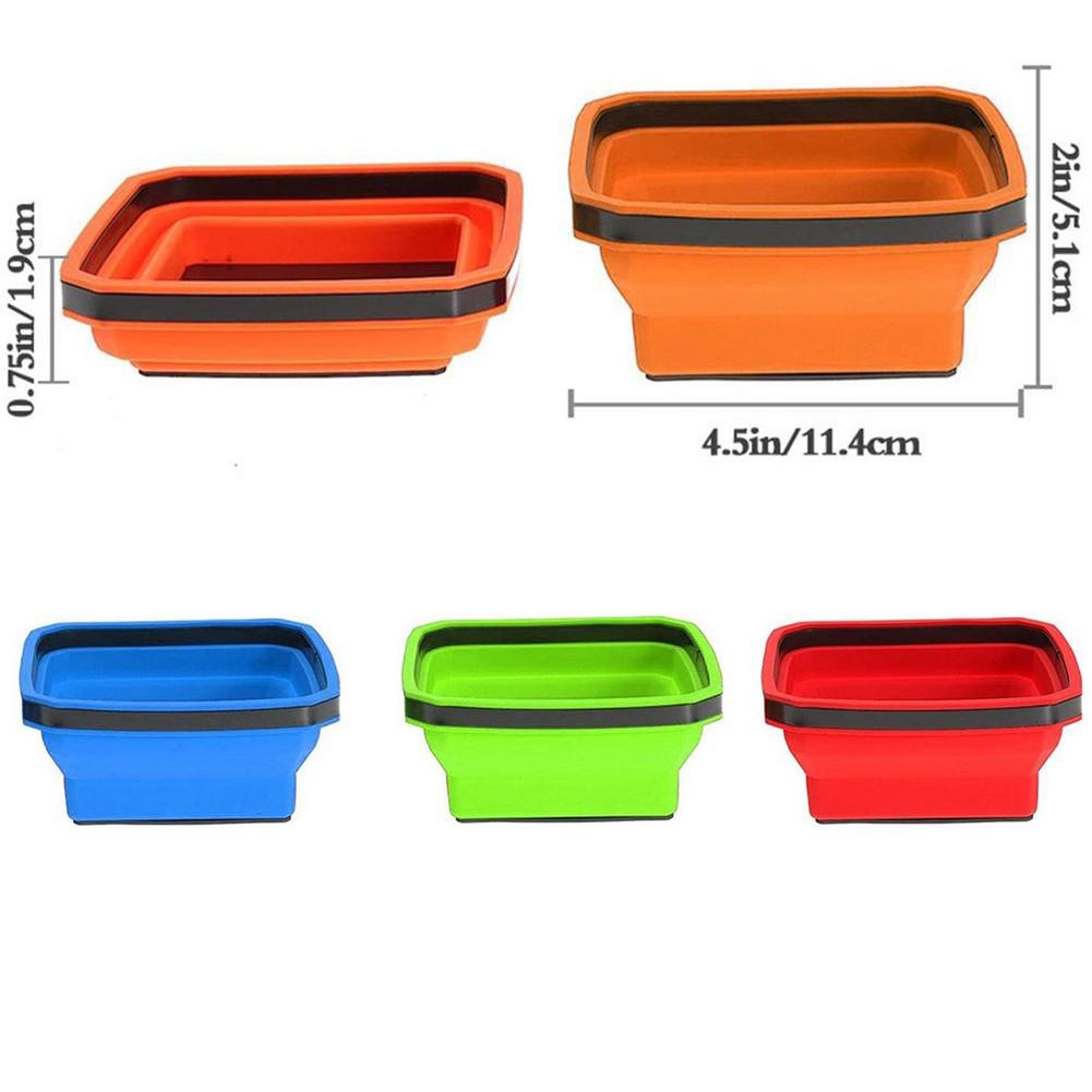 4.5 Inch Collapsible Screw Tray Silicone Bowl Tool Part Storage Organizer Box Plastic Hardware And Jewelry Storage Case