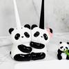 2 Niedliche Panda Toiletten-Zahnbürstenhalter, Hochtemperaturgebrannte Keramik Ultra Glatt, Bohrfreier Manueller Zahnbürstenständer Aufbewahrungsregal für Paare