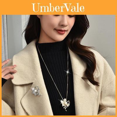 Fashion Floral Long Necklace With Zirconia For Women Winter Style Jewelry