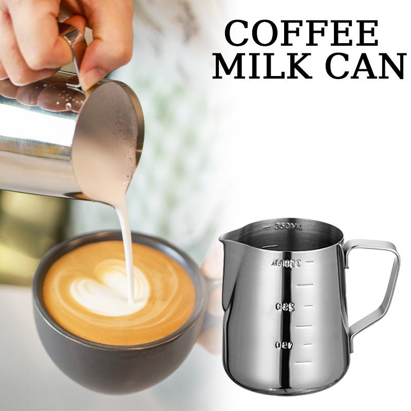 Edelstahl Milchaufschäumkännchen Silber Aufschäumer Kaffee Latte Behälter Metallkännchen Barista Tasse Kaffeezubehör Milchkännchen