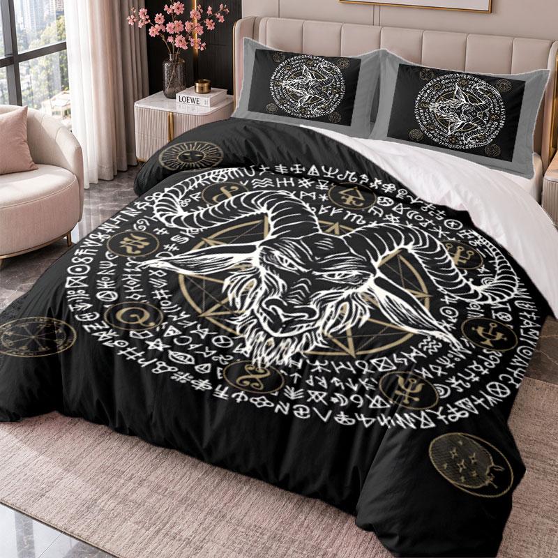 Baphomet 3Pcs Bedding Set Duvet Cover With Two Pillowcases For Bedroom Home Decoration