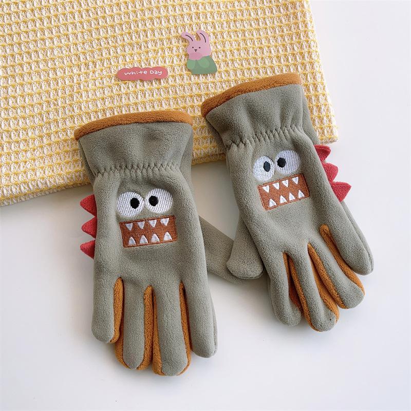 Warme Plüschhandschuhe für Kinder Cartoon Weich Outdoor Polarfleece Winddicht Skifahren Radhandschuhe Kind Schüler Kleinkind Rad Fäustlinge