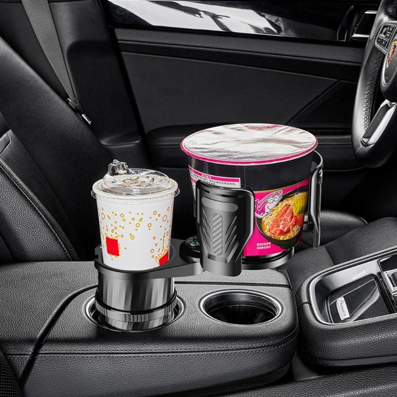 Multifunkční držák nápojů do auta 2 v 1 Rozšiřující adaptér Základní podnos 360stupňový otočný stojan Organizér Protiskluzový