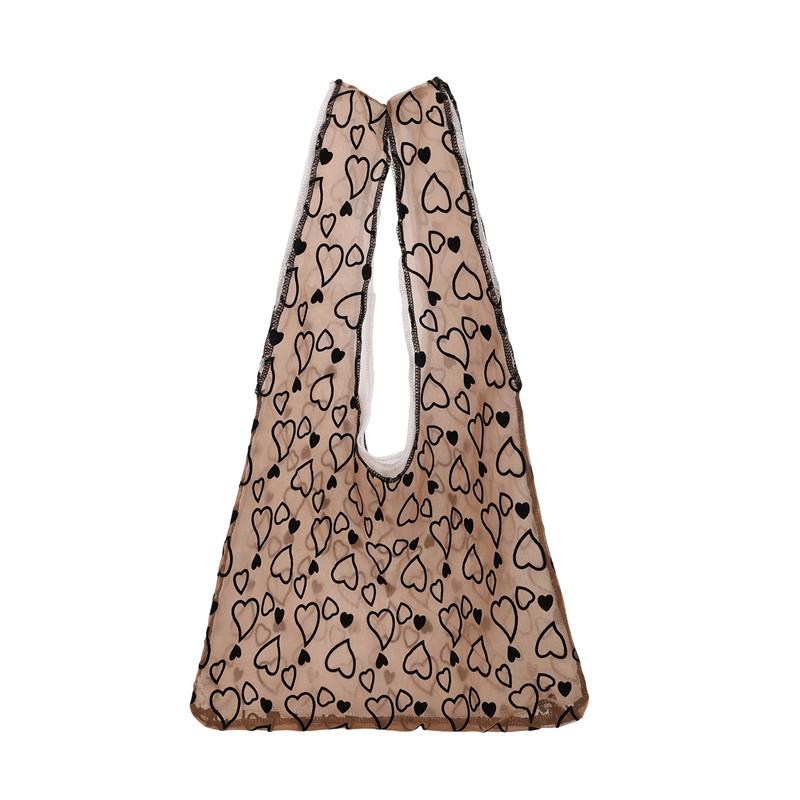 New textured love mesh yarn shoulder vest bag large capacity design multi-functional use portable small satchel