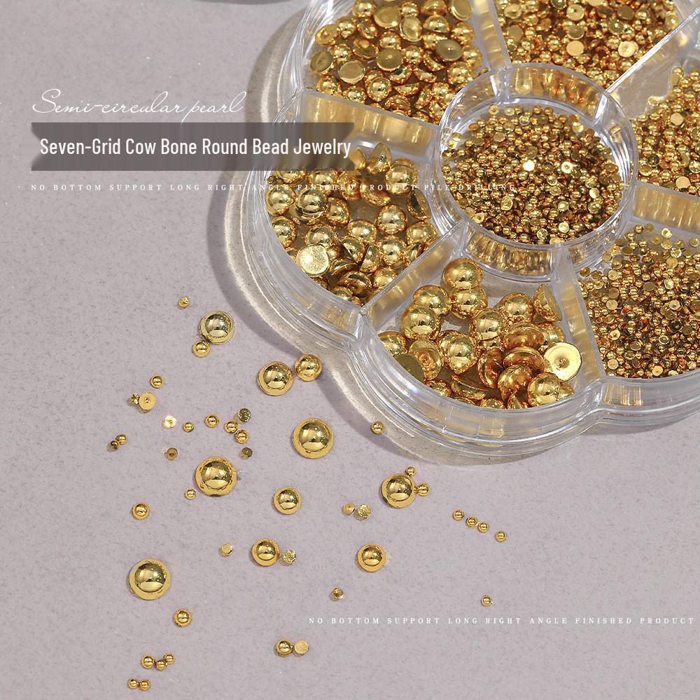 Mini Gold & Silver Half-Round Beads: Versatile Nail Art Decorations