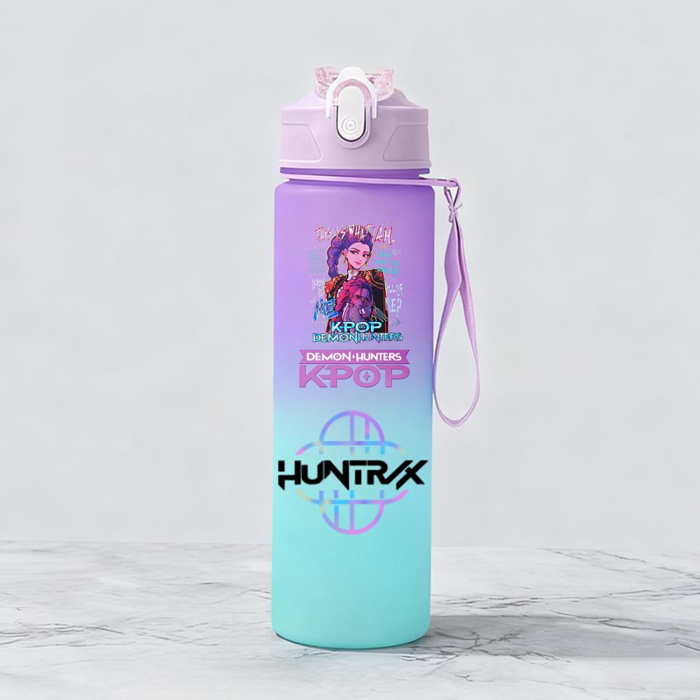 Kpop Demon Hunters Team Creative Gradient Water Bottle Unisex Sports Style Reusable Jug designed for Outdoor Cycling Travel Fitness