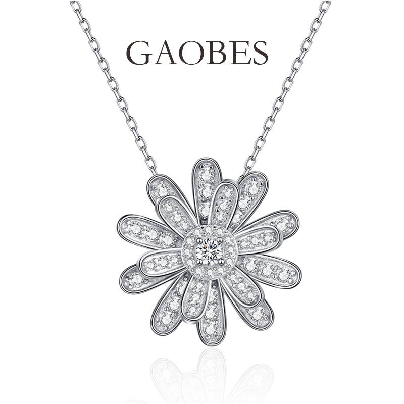 Sterling Silver Sunflower Pendant Necklace - Minimalist Women's Clavicle Chain