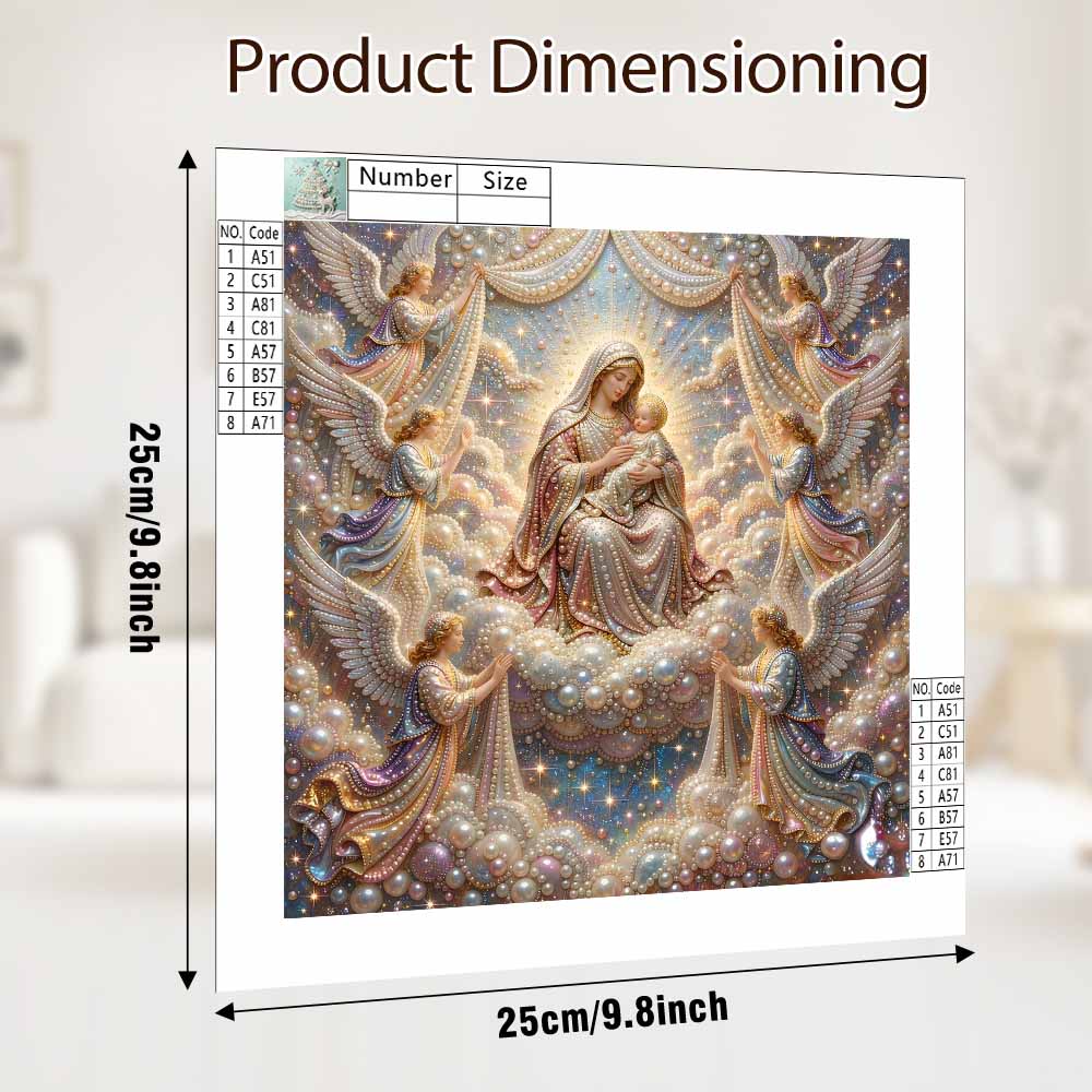 Pearl Painting 5D DIY Decorative Painting. Holy Mother and Angels. Cute Birthday Gift. Handmade Art Painting