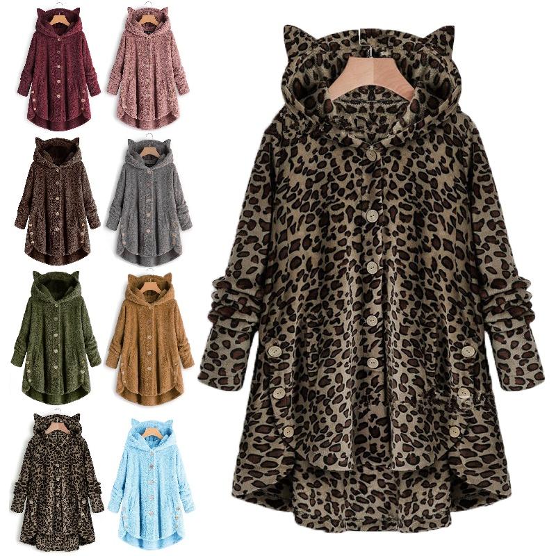 Cozy Cat Ear Women's Winter Warm Fleece Hoodie Hooded Coat For Casual Comfort