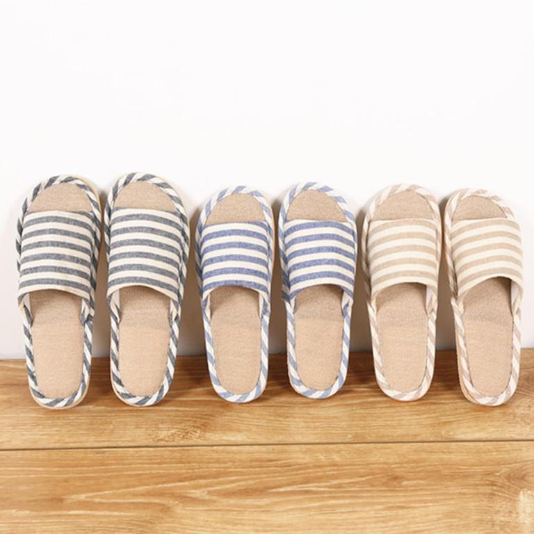 Unisex Lein-Baumwoll-Hausschuhe für alle Jahreszeiten - Ideal für Innenbereiche und Holzböden