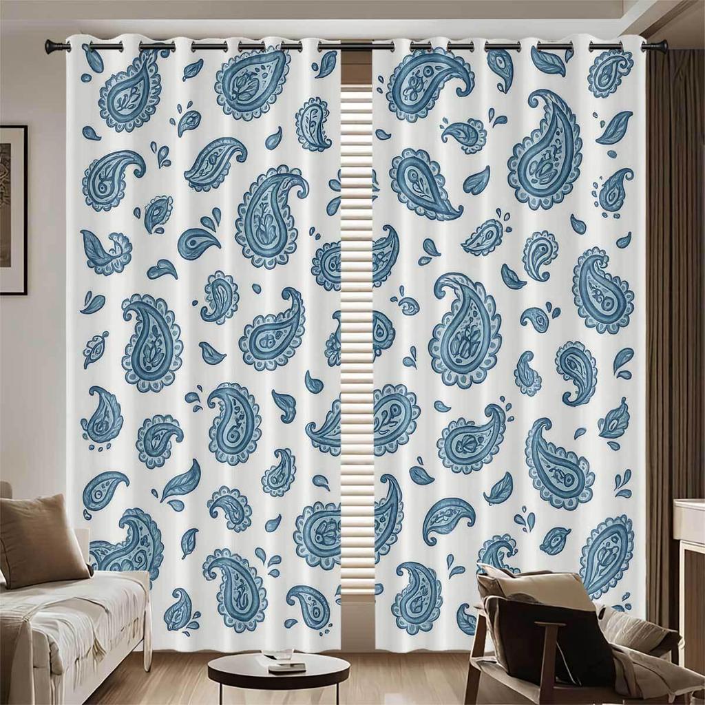 Bohemian Pattern Blackout Curtains, Custom-Made with Your Image, High-Precision Sun Protection, Thickened Polyester.