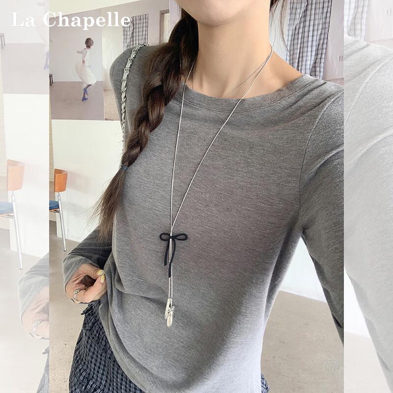 La Chapelle Simple Round Neck Long Sleeve T-shirt for Women M