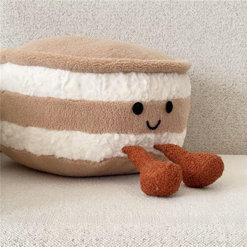 Soft Cake Plush Pillow For Couch Bed Decor With Padded Fill And Design Cute