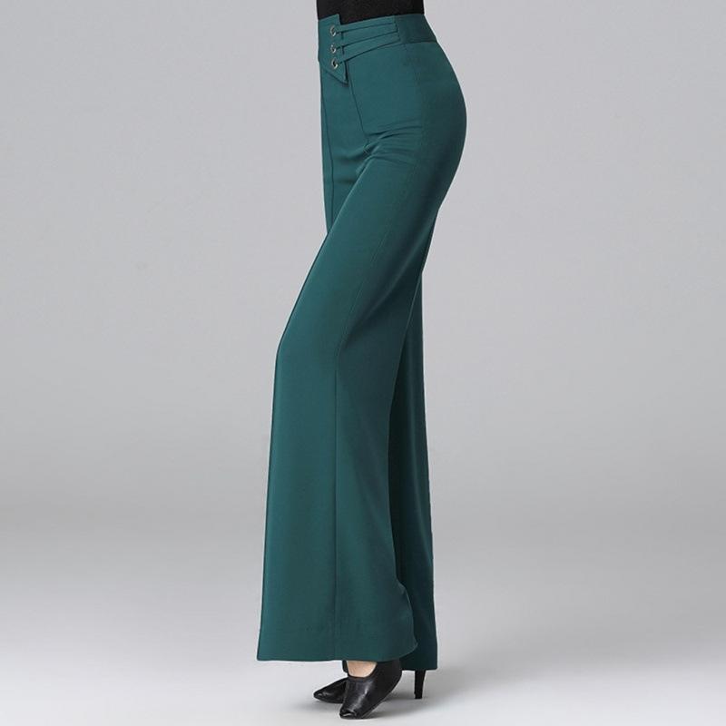 Elegante Damenmode Diamanten Modische Weite Hosen Einfarbig Elastisch Hoher Bund Lateinischer Tanz Einfach Locker Gerade Neue Freizeithosen