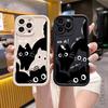 Cute black And White Cat Silicone Phone Case For  iphone 16 15 14 13 12 11 Pro Max Shockproof Soft Shell Cover