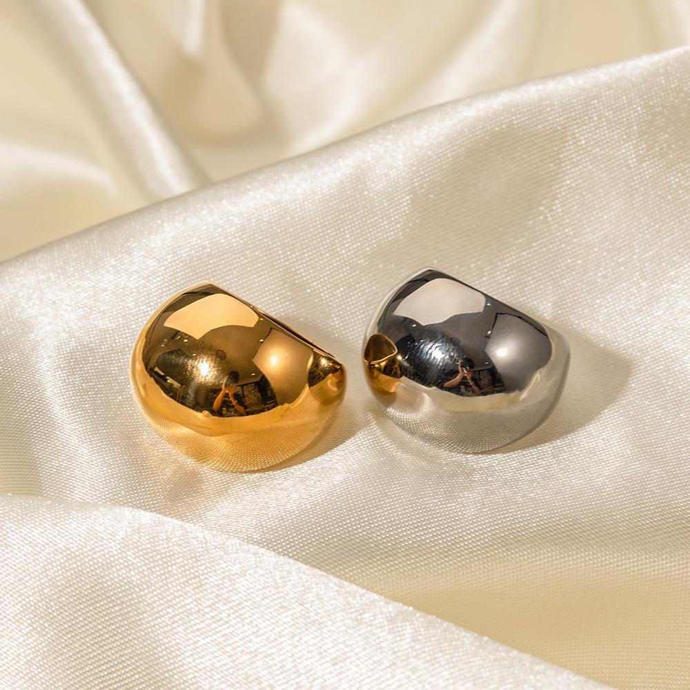 

18K Gold Stainless Steel Spherical Ring - Trendy 2023 Fashion Jewelry Size 6