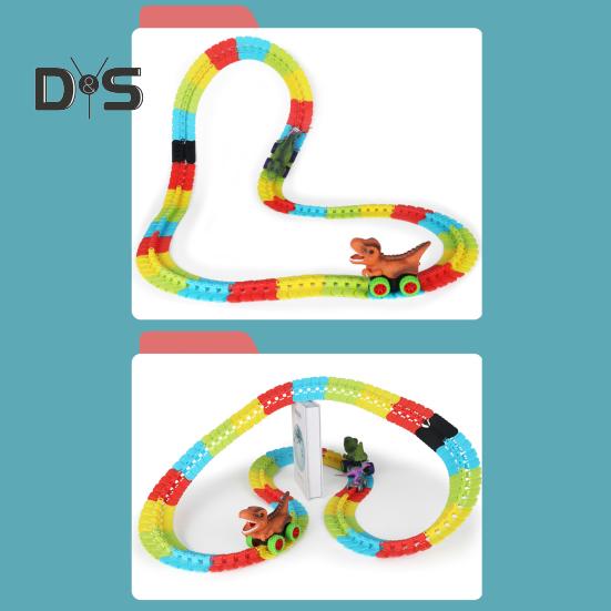 1 sada Dinosauří autodráha s lehkou hudbou Vzdělávací DIY stavění dráhy Antigravitační hra na horské dráze Dino Truck Hračka šplhání závodní auto