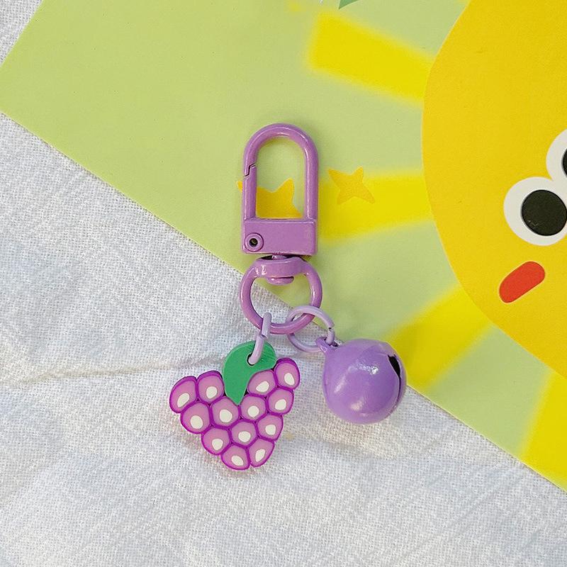 Cute Fruit Strawberry Grape Orange Pendant Keychain For Women Girls Candy Color Fruit Keyring Bag Decoration Accessories