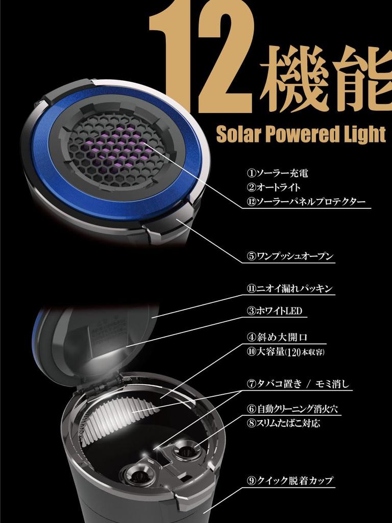 Seiko Sangyo Car Interior Accessories Ashtray EXEA Solar Light Ash Blue Drink Holder Type with LED ED-251