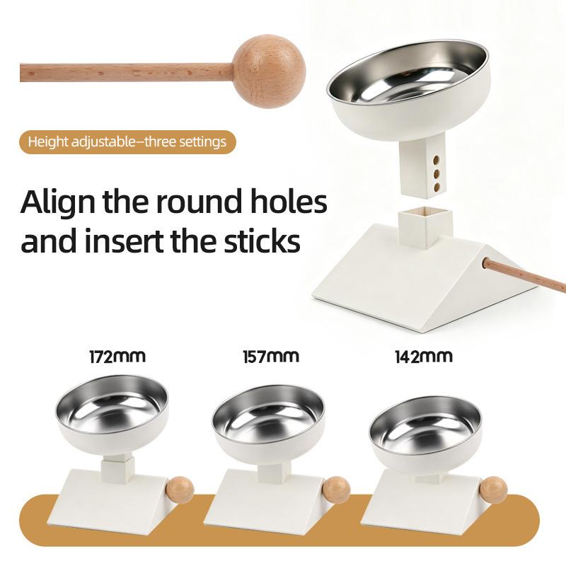 New Adjustable Height Raised Pet Bowl Stainless Steel Elevated Feeder for Dog Cat Comfortable Eating Anti-Slip Stable Base