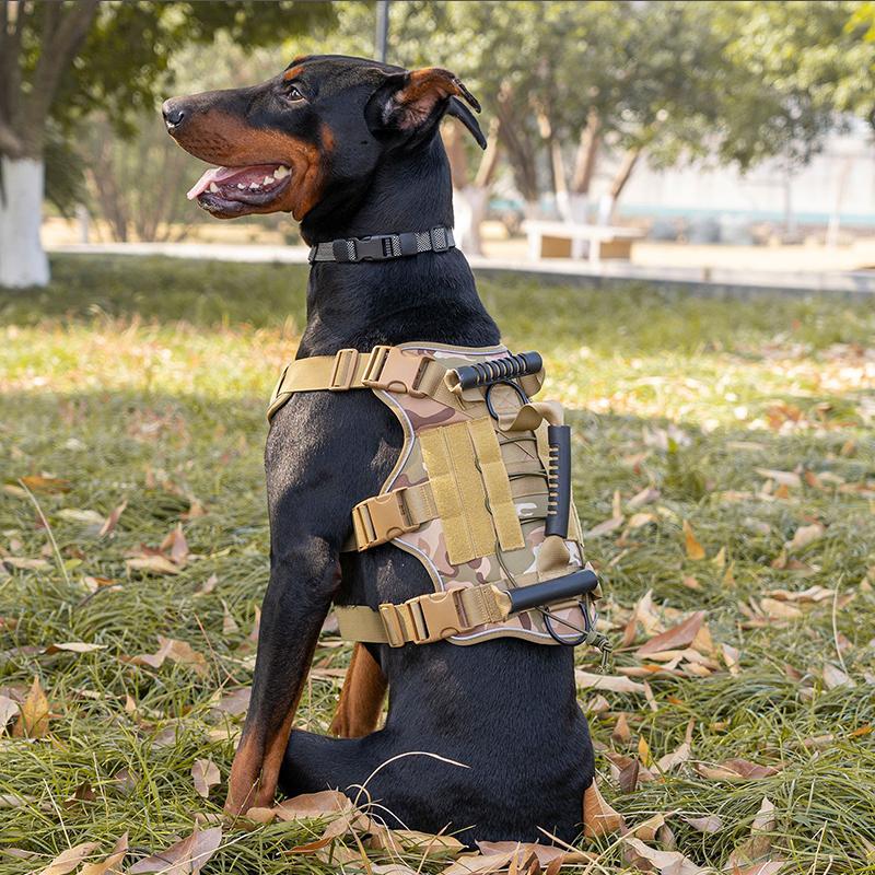 Heavy Duty Tactical Reflective Military Dog Harness Vest For Large Dogs Working Dogs With Handle Easy Control Adjustable Harness
